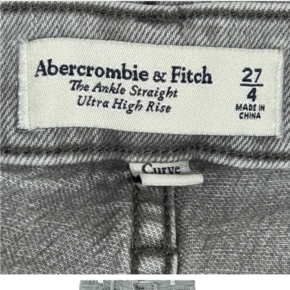 Abercrombie & Fitch Ankle Straight Ultra High Rise Jeans 27/4 Long Black Gray - Picture 2 of 3